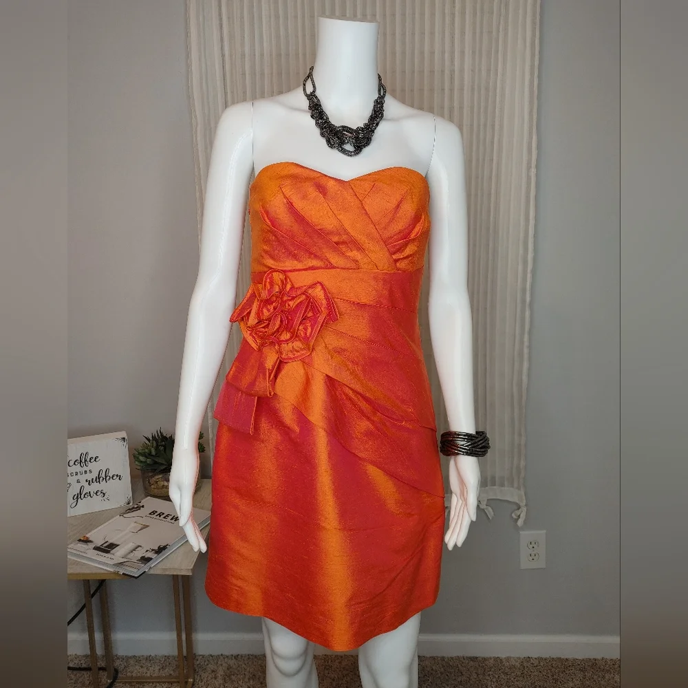 PHOEBE COUTURE "OPANGE" SILK COCKTAIL DRESS 4 - Picture 1 of 13